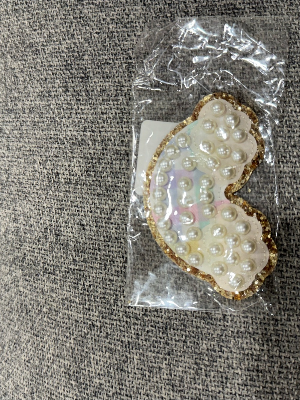 Stoney Clover Lane Iridescent Pearl Cloud Patch with Gold Glitter Trim